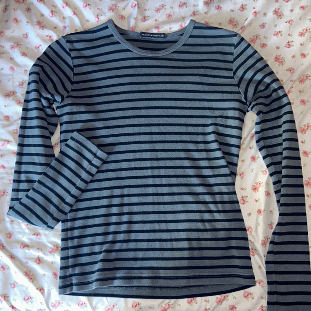 Brandy Melville grey and black striped long - sleeve